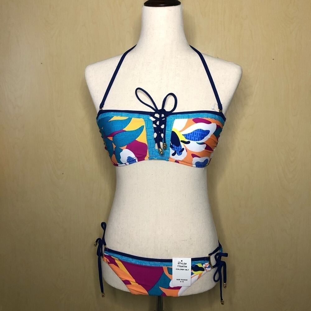 NEW Trina Turk Two Piece Bandeau Swimsuit Lace Up